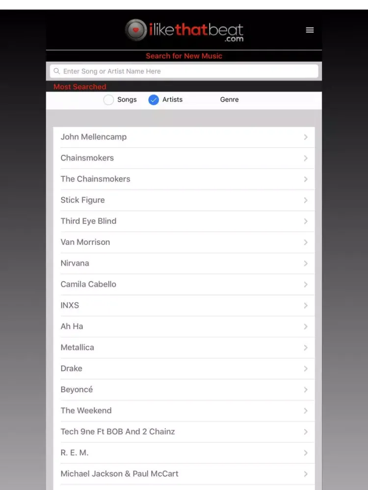 Tangkapan layar iLikeThatBeat iPad 
