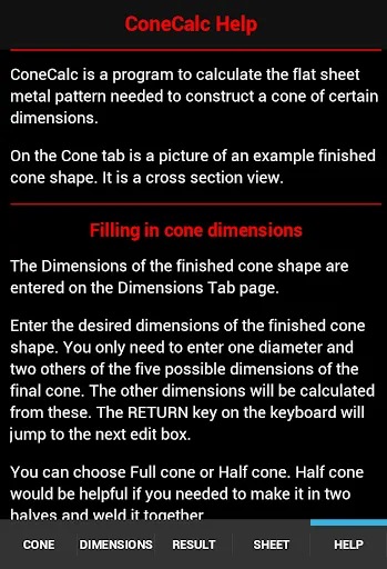 Captures d'écran de Cone Calc