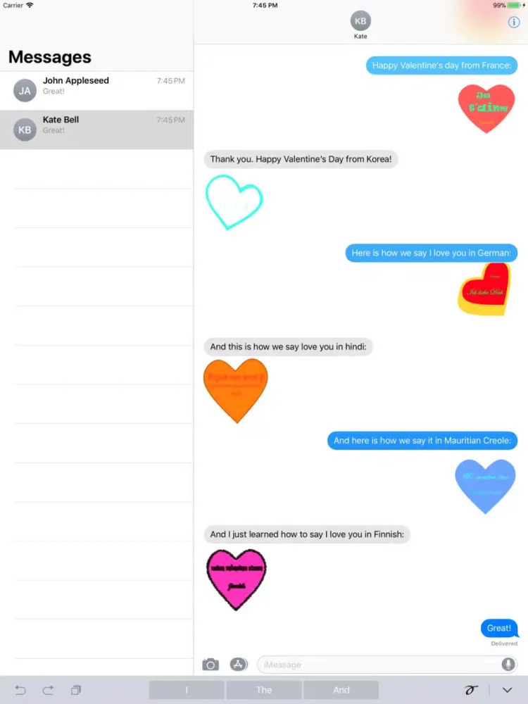 I Love You in many languages iPad  Screenshots