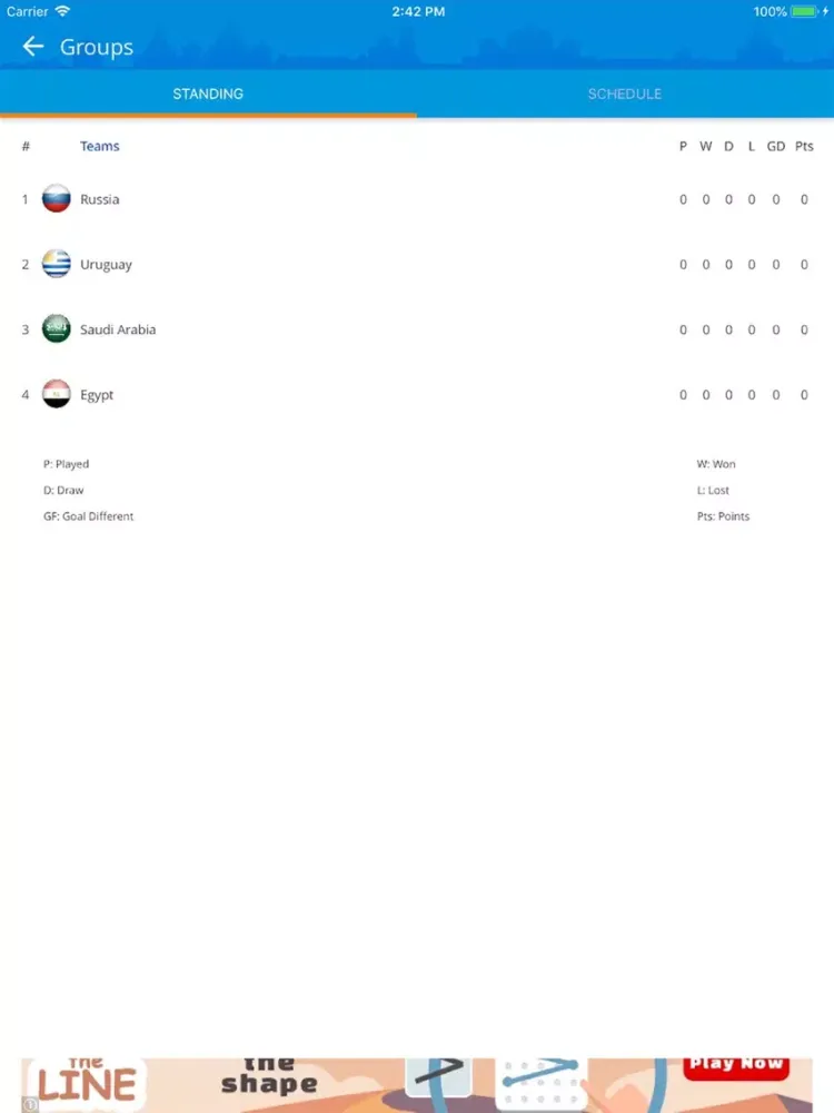 Capturas de tela do Live Matches 2018 iPad 
