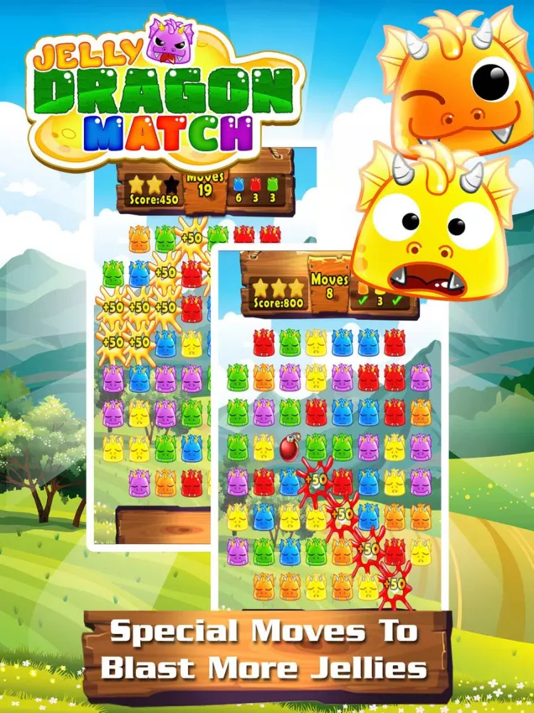 Tangkapan layar Jelly Dragon Pop - Castle Blitz Match 3 Puzzle Game iPad 