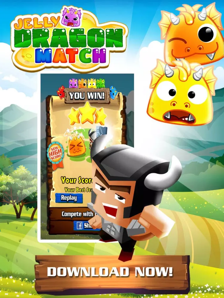 Tangkapan layar Jelly Dragon Pop - Castle Blitz Match 3 Puzzle Game iPad 