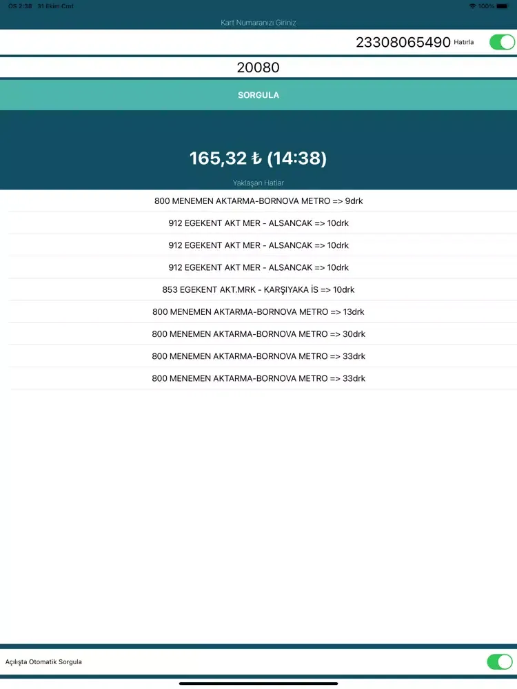 Скриншоты izmir Bakiye Sorgulama iPad 