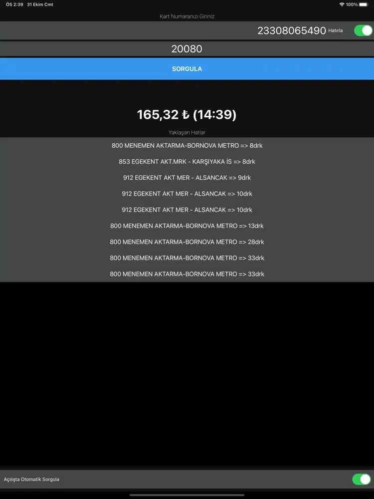 Скриншоты izmir Bakiye Sorgulama iPad 