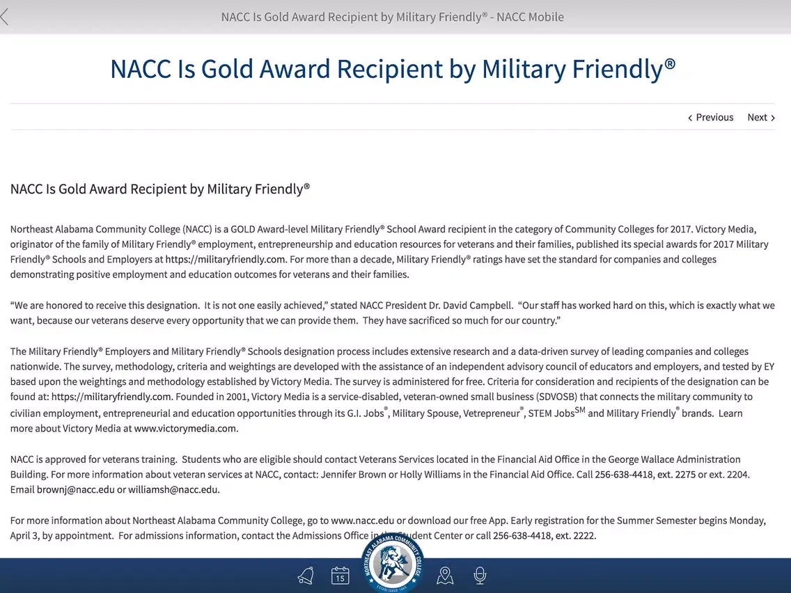 NACC - Northeast Alabama Community College iPad 應用截圖