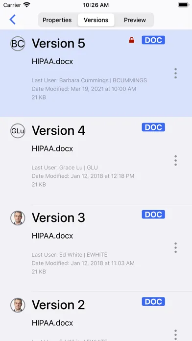 Capturas de tela do iManage Work 10 For Intune