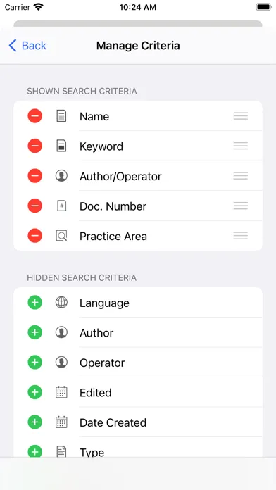 Capturas de tela do iManage Work 10 For Intune
