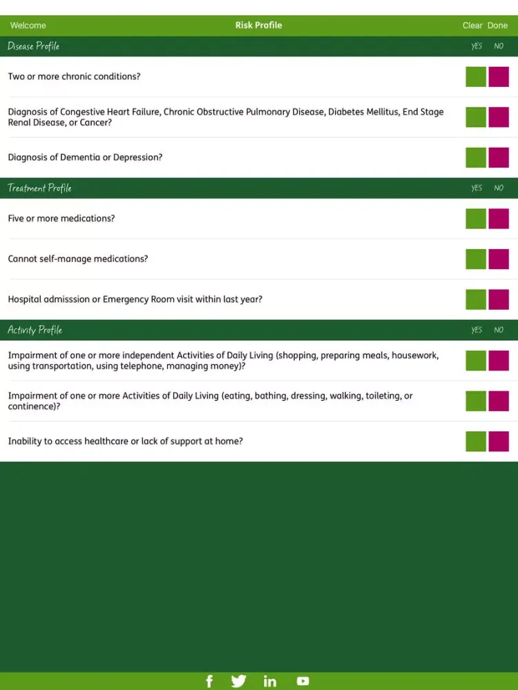 Tangkapan skrin Humana At Home Risk Assessment iPad 
