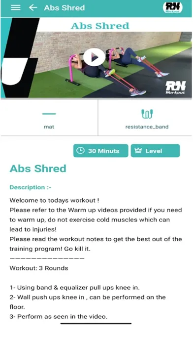 Captures d'écran de RN Workout