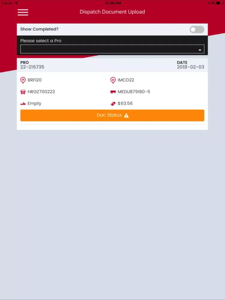 ภาพหน้าจอของ IMC’s MyDriver iPad 