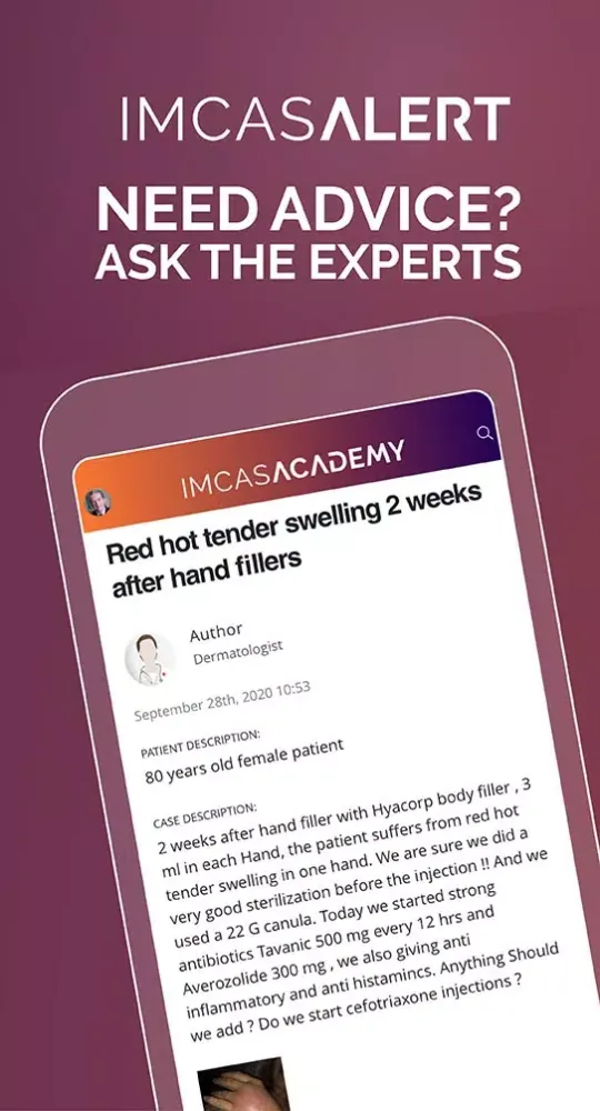Capturas de tela do IMCAS Academy
