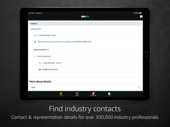 Screenshot di IMDbPro iPad 