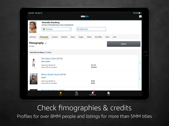 Screenshot di IMDbPro iPad 