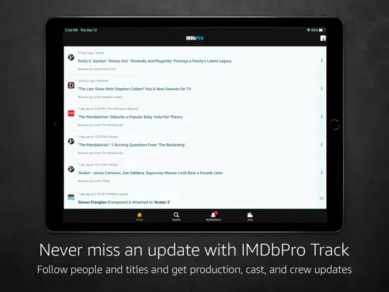 Screenshot di IMDbPro iPad 