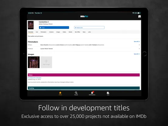 Screenshot di IMDbPro iPad 