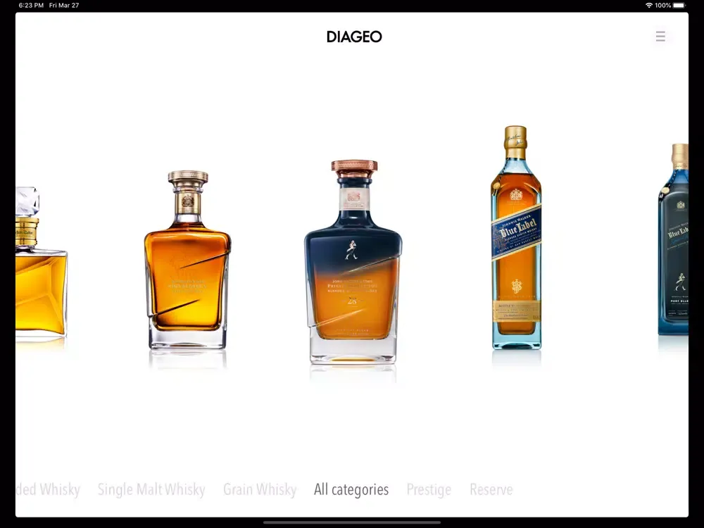 ภาพหน้าจอของ Diageo Trinity iPad 