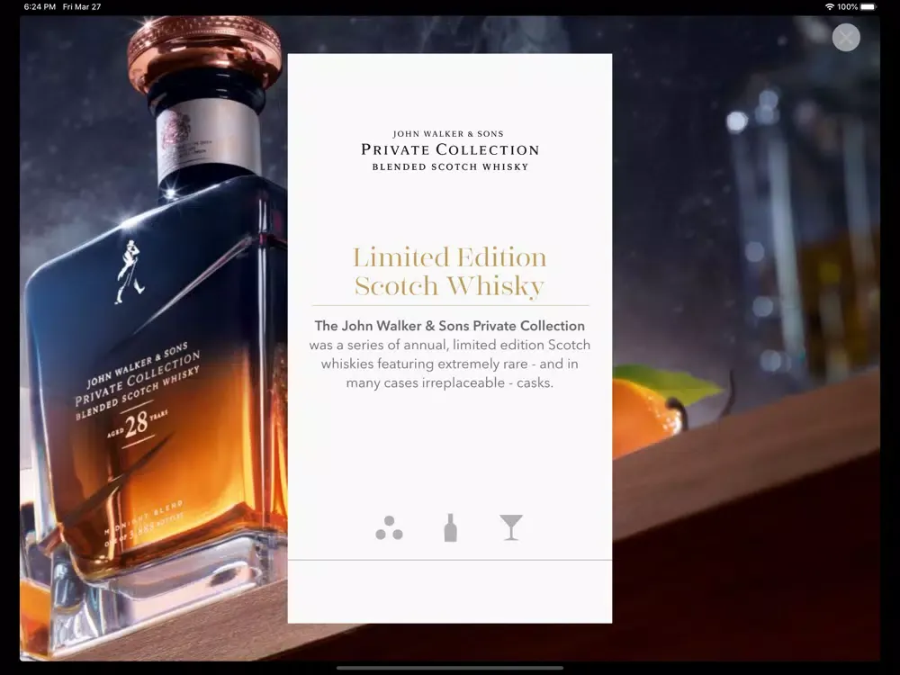 ภาพหน้าจอของ Diageo Trinity iPad 