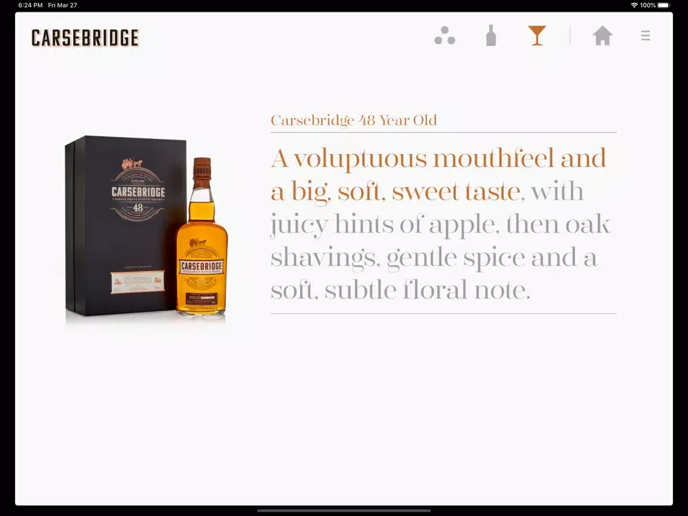 ภาพหน้าจอของ Diageo Trinity iPad 