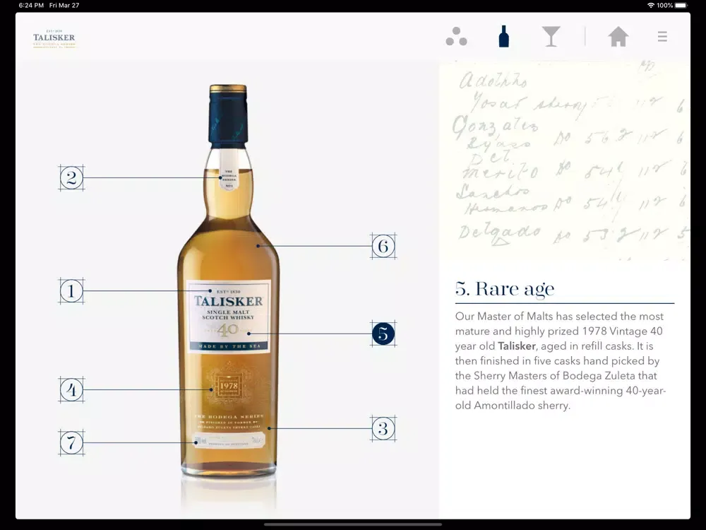 ภาพหน้าจอของ Diageo Trinity iPad 