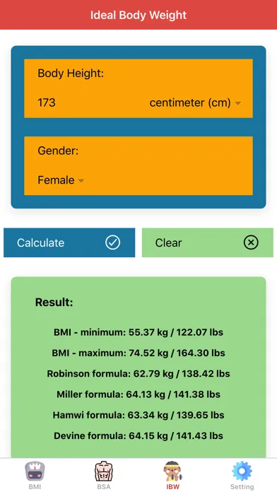 Body Calculator Pro Screenshots