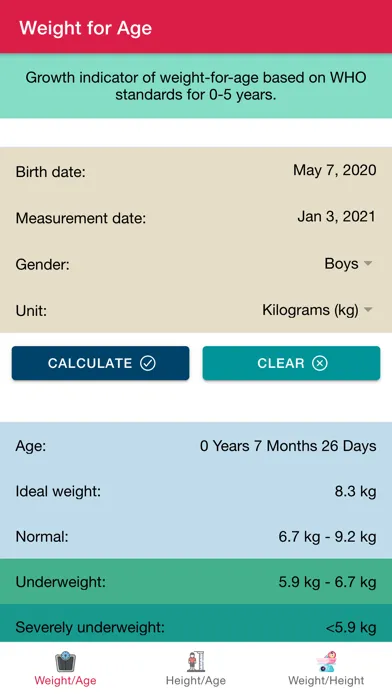 Child Growth Standards Screenshots