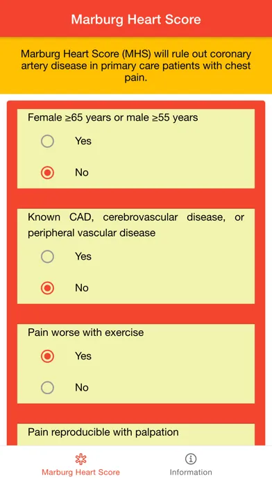 Zrzuty ekranu Cardiology Marburg Heart Score
