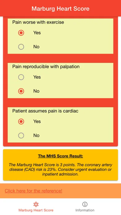 Zrzuty ekranu Cardiology Marburg Heart Score