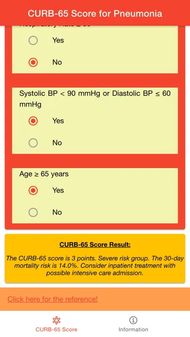 CURB-65 Score for Pneumonia スクリーンショット