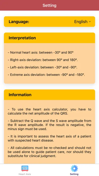 Ảnh chụp màn hình của ECG - Heart Axis Calculator