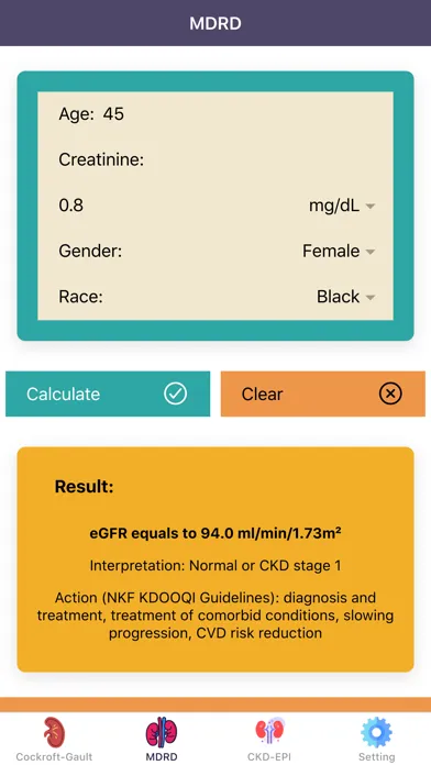 eGFR Calculators Pro Ekran Görüntüleri