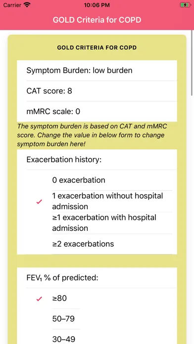 GOLD Criteria for COPD 스크린샷