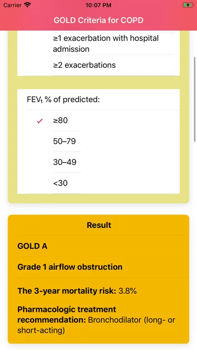 GOLD Criteria for COPD 스크린샷