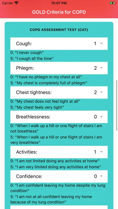 GOLD Criteria for COPD 스크린샷