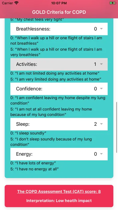 GOLD Criteria for COPD 스크린샷