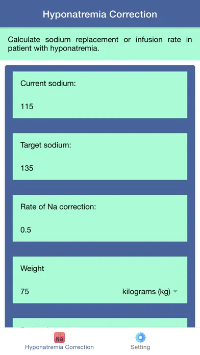 Hyponatremia Correction Rate应用截图