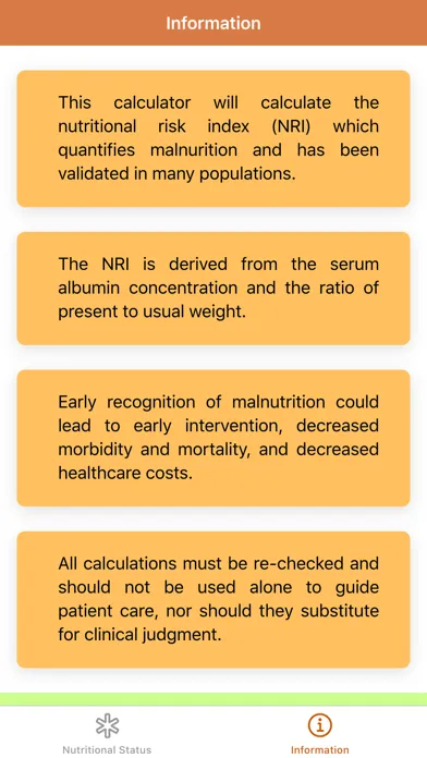 Tangkapan skrin Nutritional Status Calculator