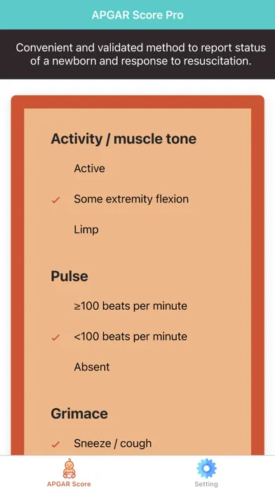 Pediatric APGAR Score Ekran Görüntüleri