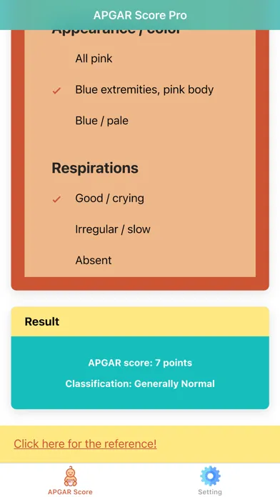 Pediatric APGAR Score Ekran Görüntüleri