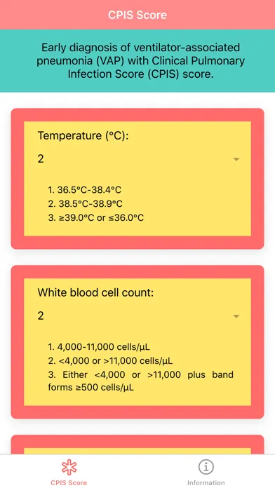 Zrzuty ekranu Pneumonia CPIS Score