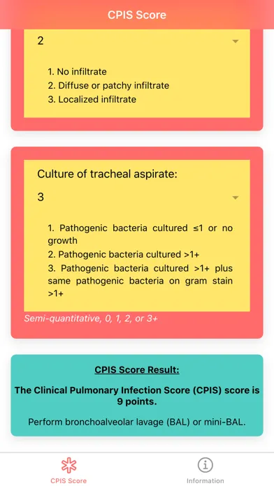 Zrzuty ekranu Pneumonia CPIS Score