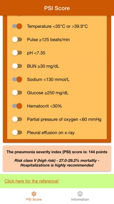 Скриншоты Pneumonia Severity Index Score