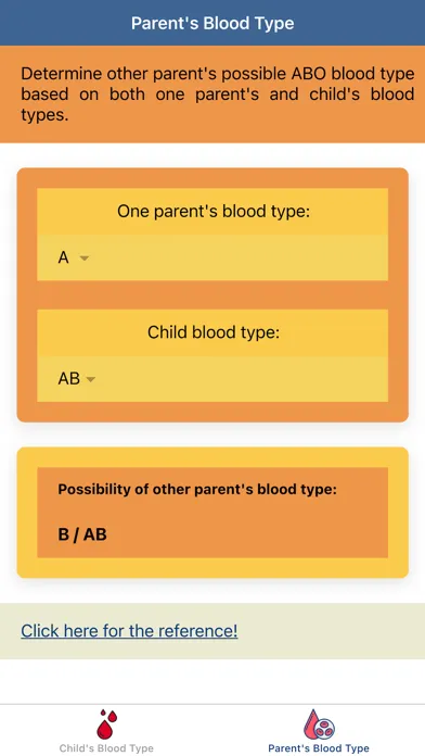 Pocket Blood Type Calculator স্ক্রিনশট