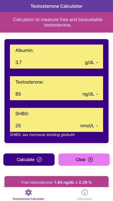 Capturas de pantalla de Testosterone Calculator Pro