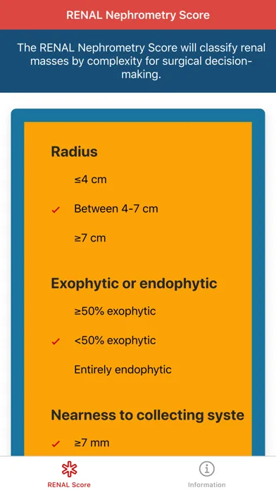 ภาพหน้าจอของ Urology RENAL Nephrometry