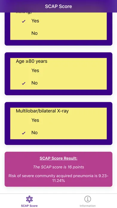 Severe Pneumonia Score Screenshots