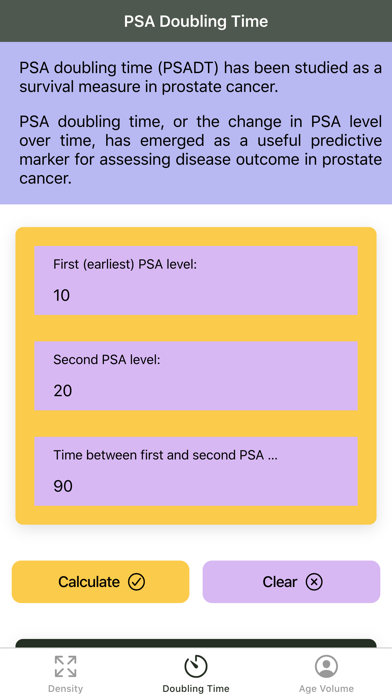 Ảnh chụp màn hình của Urology PSA Calculator