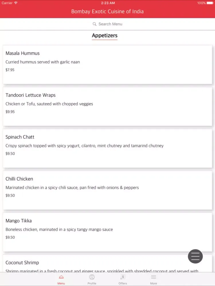 Скриншоты Bombay Restaurant iPad 