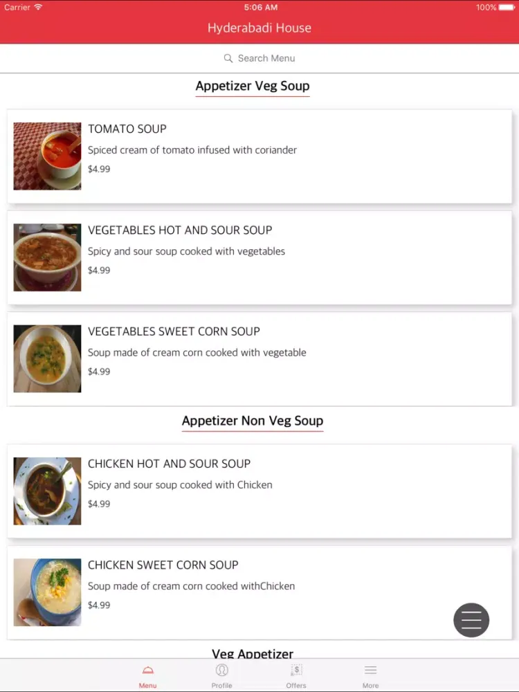 Ảnh chụp màn hình của Hyderabadi House iPad 