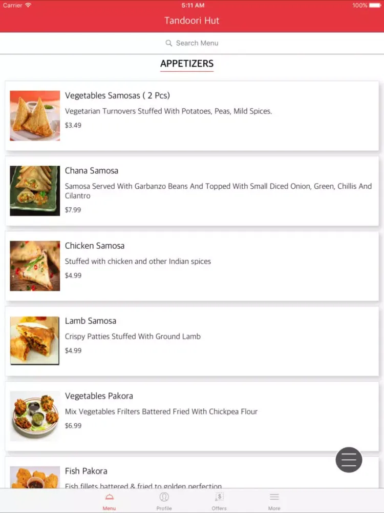 Tandoori Hut SD iPad  स्क्रीनशॉट