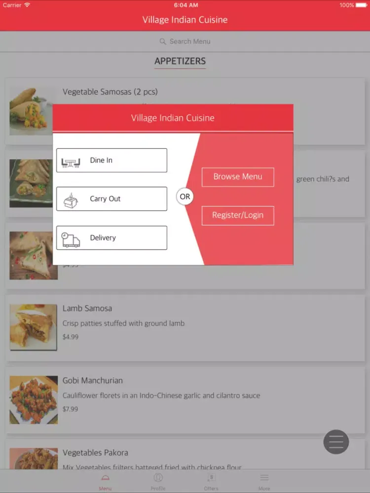 Village Indian Cuisine iPad  Screenshots